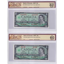 BC-45aS & BC-45bS. 1967 $1 Matching SPECIMEN Bank Note Set (#130). Both BCS Certified UNC-60 & CUNC-