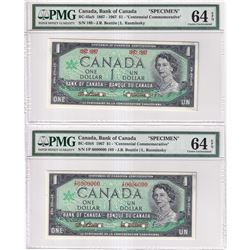 BC-45aS & BC-45bS. 1967 $1 Matching SPECIMEN Bank Note Set (#189). Both PMG Certified CUNC-64 EQP! 2