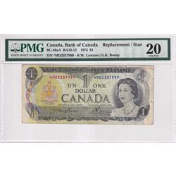 BC-46aA 1973 Bank of Canada Replacement $1, Lawson-Bouey S/N: *MD2257999 PMG Certified VF-20! Extrem