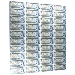 BC-46b 1973 Bank of Canada $1 Radar Sheet of 40 notes (4x10 format) Crow-Bouey ECP Prefix. The 1st a