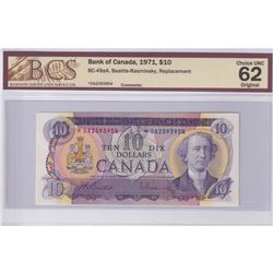 BC-49aA 1971 Bank of Canada Replacement $10, Beattie-Rasminsky S/N: *DA2393954, BCS Certified CUNC-6