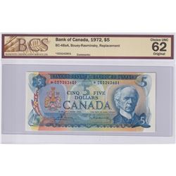 BC-48aA 1972 Bank of Canada Replacement $5, Bouey-Rasminsky S/N: *CD3242601, BCS Certified CUNC-62 O