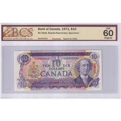 BC-49aS 1971 Bank of Canada SPECIMEN (#242) $10, Beattie-Rasminsky S/N: DA0000000, BCS Certified UNC