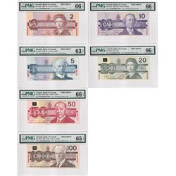Set of 6 Matching SPECIMEN Notes of the Birds of Canada Issue (Set#0990) All PMG Certified Choice UN