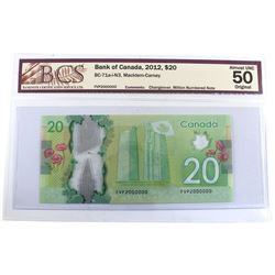 BC-71a-i-N3, 2012 Bank of Canada $20 'Million Numbered Note', Macklem-Carney S/N: FVP2000000, BCS Ce