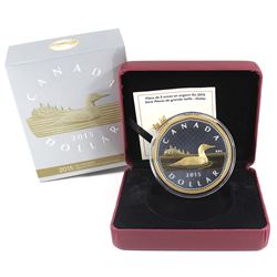 RCM Issue: 2015 $1 Gold Plated Big Coin 5oz Fine Silver Loon Coin (TAX Exempt). 1st Big Coin Issued!