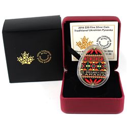 RCM Issue: 2016 $20 Traditional Ukrainian Pysanka (Egg-Shaped) Fine Silver Coin (TAX Exempt).