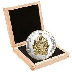 RCM Issue: 2016 $250 The Arms of Canada Kilo Fine Silver Coin with Selective Gold Plating (TAX Exemp