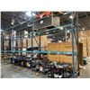 Image 1 : 3 SECTIONS OF BLUE WAREHOUSE RACKING.  INCLUDES 4  X 18' TALL UPRIGHTS, 18 X 12' BY 4.5" THICK