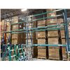 Image 1 : 2 SECTIONS OF BLUE WAREHOUSE RACKING.  INCLUDES 3  X 18' TALL UPRIGHTS, 12 X 12' BY 4.5" THICK