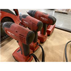 THREE HILTI CORDLESS DRILLS