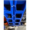 Image 2 : 11 LARGE BLUE PARTS BINS WITH CONTENTS, WOODEN SHELF WITH CONTENTS AND ITEMS ON THE SURROUNDING