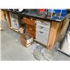 Image 1 : 4' X 8' WORK BENCH WITH DRAWERS, 2 VICES AND MAGNIFYING GLASS