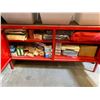 Image 7 : RED SAFETY SUPPLY CABINET AND 6 BINS OF PROTECTIVE EQUIPMENT