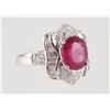 Image 1 : 18K White Gold Oval RUBELLITE & DIAMOND Ring