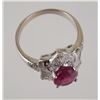 Image 2 : 18K White Gold Oval RUBELLITE & DIAMOND Ring