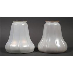 (2) Iridescent Gold Glass Lamp Shades