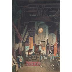 EISHO NARAZAKI, Woodblock Print, Temple