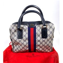 Vintage GUCCI BOSTON Mono Handbag Gray