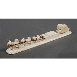 Vintage Inuit Carved Walrus Ivory Dogsled Team