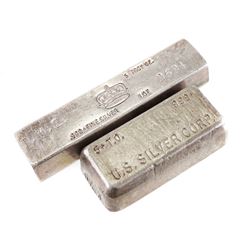 (2) Five Troy Ounce Poured 999 Silver Bars