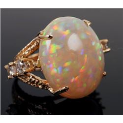 14K Yellow Gold OPAL & DIAMOND Ring