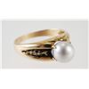 Image 1 : 14K Yellow Gold & GRAY PEARL Solitaire Ring