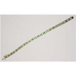 14K Yellow Gold EMERALD & DIAMOND Bracelet