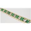 Image 2 : 14K Yellow Gold EMERALD & DIAMOND Bracelet