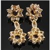 Image 2 : 14K Yellow Gold GARNET & DIAMOND Flower Earrings