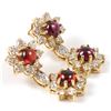 Image 5 : 14K Yellow Gold GARNET & DIAMOND Flower Earrings
