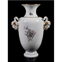 HEREND Rams Head Porcelain Vase