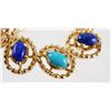 Image 2 : 14k Gold Lapis & Turquoise Brooch