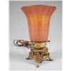 Image 1 : Brass Lamp, Iridescent Glass Shade