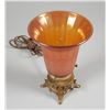 Image 2 : Brass Lamp, Iridescent Glass Shade