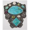 Image 1 : Navajo STERLING Turquoise Opal Onyx Brooch