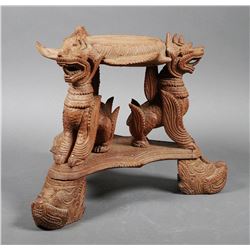 THAI Siamese Singha Lion Foo Dog Pedestal Stand