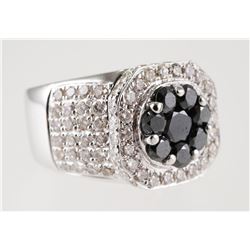 10K White Gold DIAMOND & SAPPHIRE Mens Ring