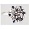 Image 1 : 14K White Gold SAPPHIRE & DIAMOND Cluster Ring