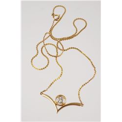 14K Yellow Gold & DIAMOND V Pendant Necklace