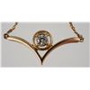 Image 2 : 14K Yellow Gold & DIAMOND V Pendant Necklace