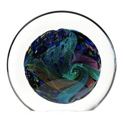Signed ROLLIN KARG Art Glass Disc Sculpture