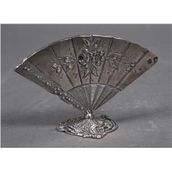 19th Century French Silver Fan Menu Holder