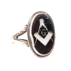 14K MASONIC Onyx Signet Ring