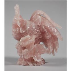 Chinese Pink Quartz Rooster Statue