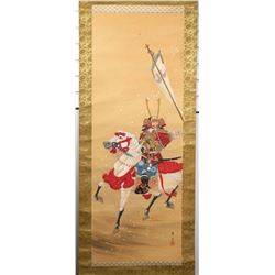 CHINESE SCROLL PAINTING, Warrior on Horse