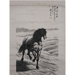 CHINESE SCROLL PAINTING, Horse