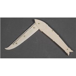 Old Chinese Ivory Carving FISH Folding Knife