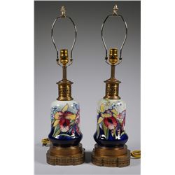 Pair MOORCROFT Floral Lamps