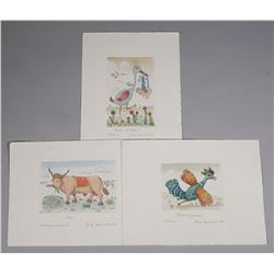 (3) JOSIP GENERALIC, Colored Etchings